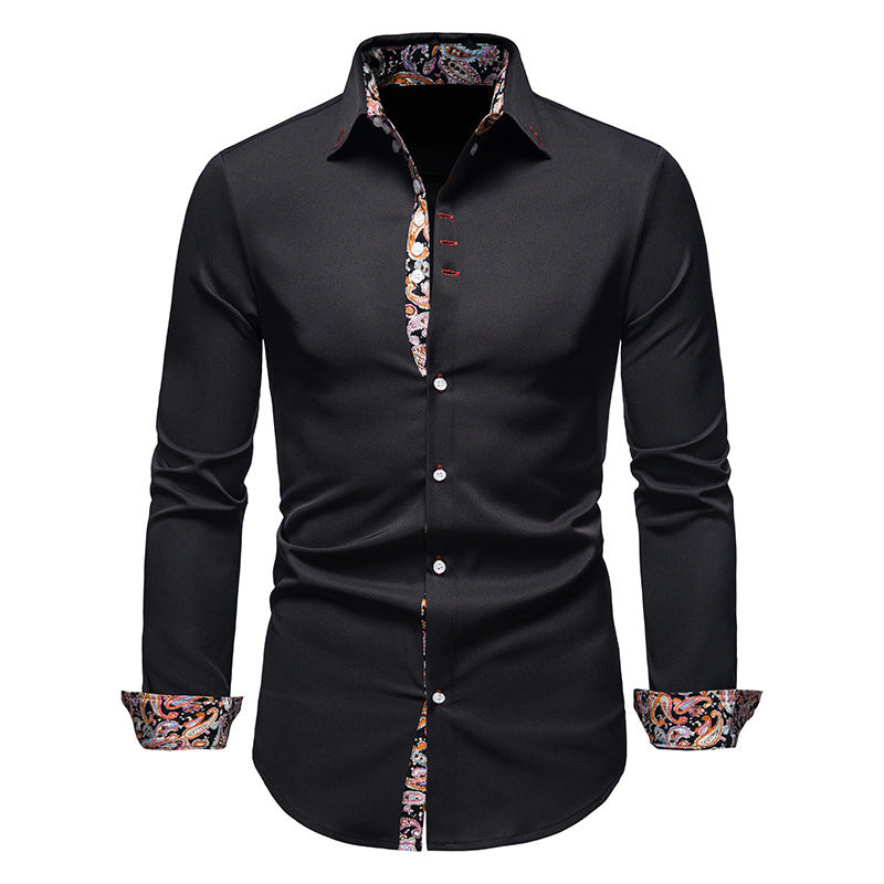 Herrer Elegant Slim-Fit Skjorte med Farverig Indvendig Kontrast Stilla