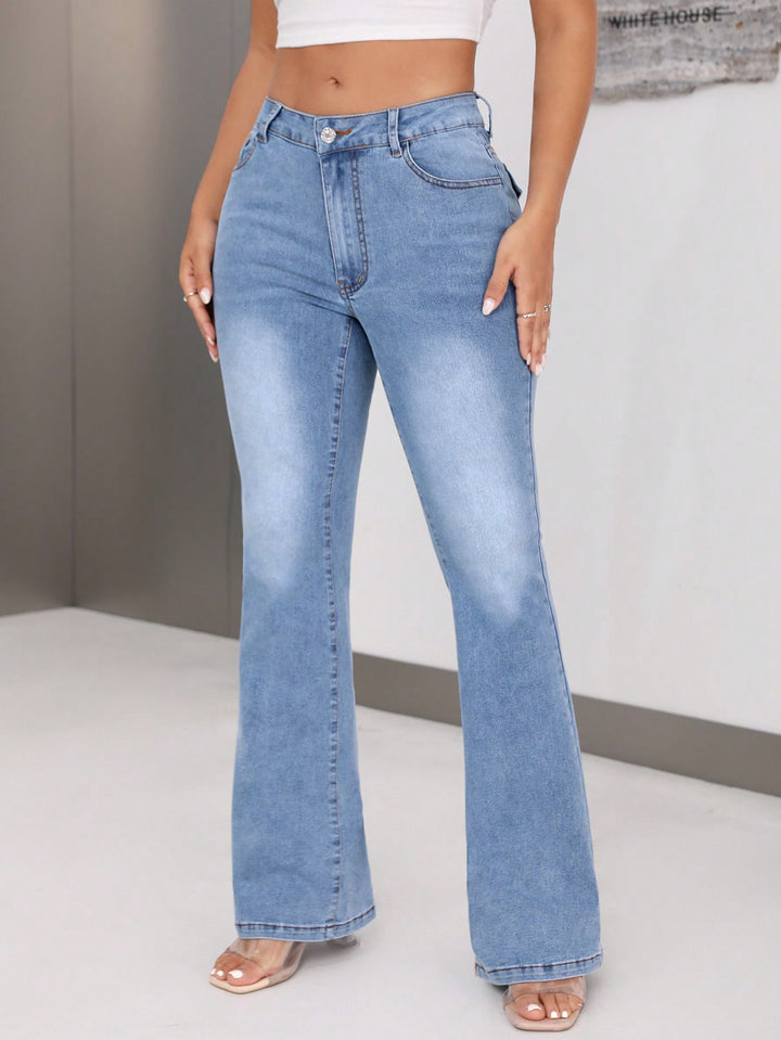 Kvinders Bootcut Jeans med Høj Talje og Unikt Design Stilla