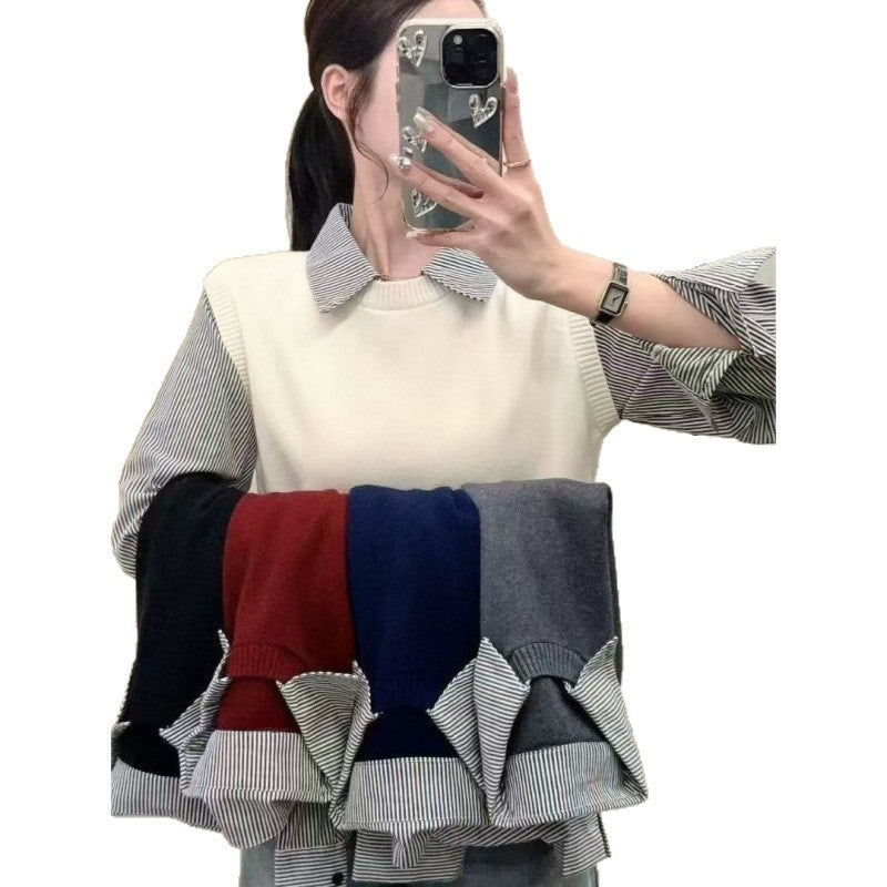 Kvinder afslappet pullover med elegante skjorteærmer og tekstureret look Stilla