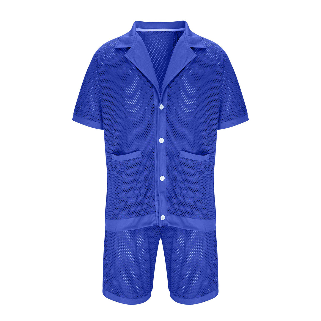 Dame afslappet netpyjamasæt med korte ærmer og shorts Stilla