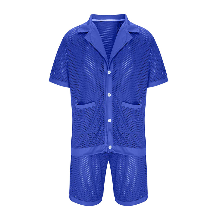 Dame afslappet netpyjamasæt med korte ærmer og shorts Stilla