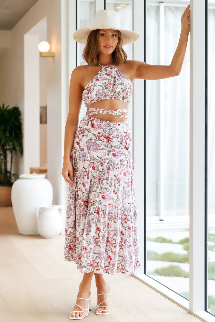 Dame Floral Tryk To-delt Kjole Stilla