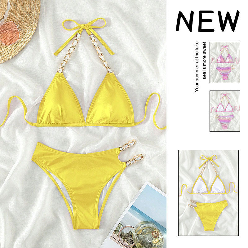Dame Triangle-Bikini med kæde-detaljer Skovae