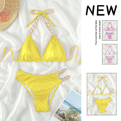 Dame Triangle-Bikini med kæde-detaljer Skovae