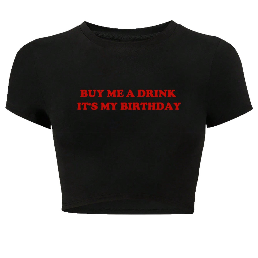 Dame Crop-top med humoristisk statementtryk Skovae