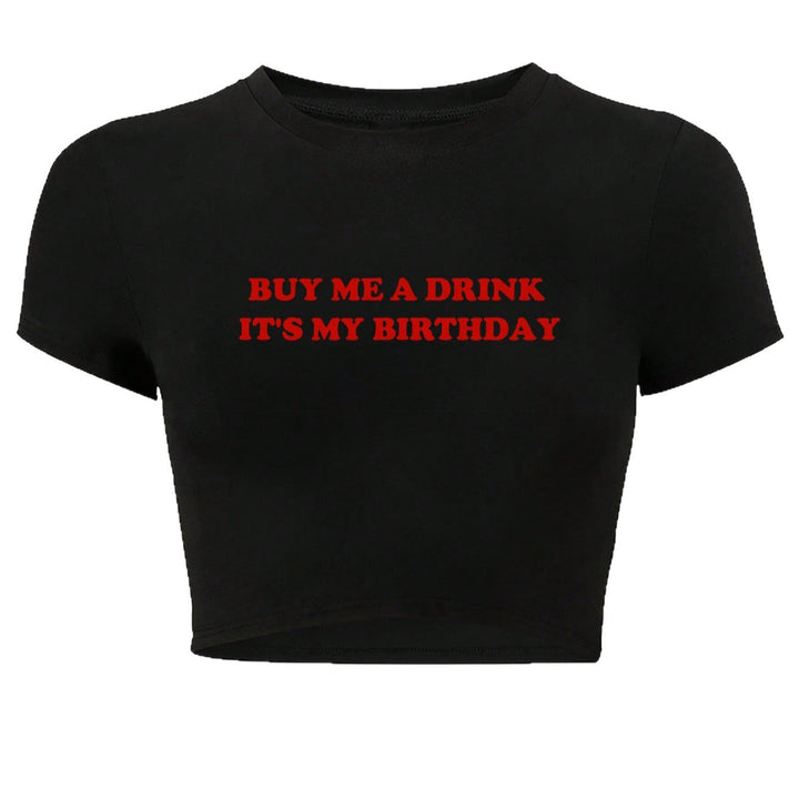 Dame Crop-top med humoristisk statementtryk Skovae