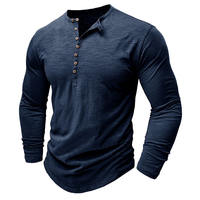 Herrer Langærmet Henley-Shirt med knapbar front og afslappet pasform Stilla