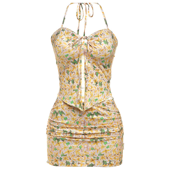 Dame Mini-kjole med floralt design og justerbare stropper Stilla