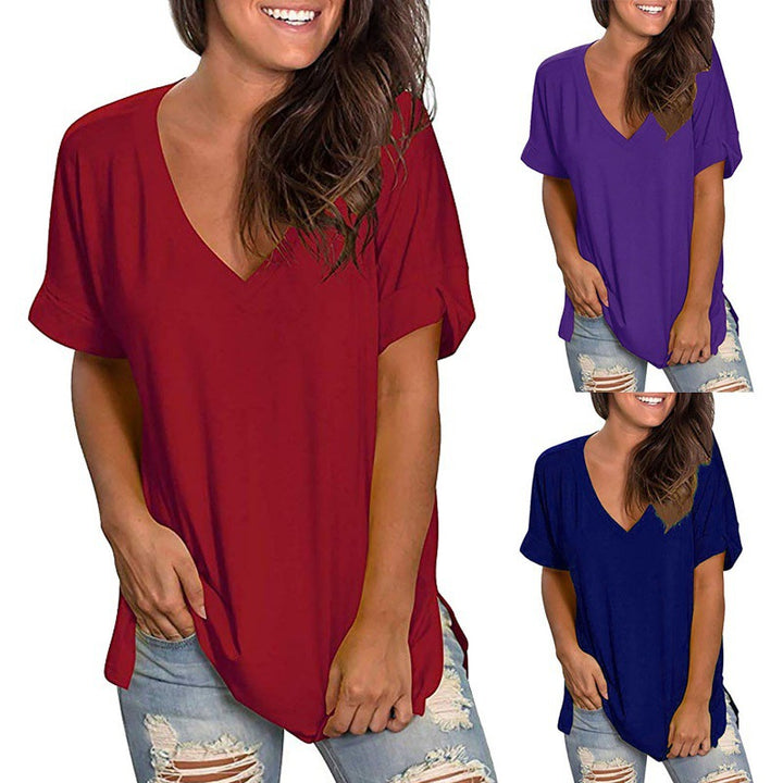 Dame Casual V-hals Løs Top Stilla