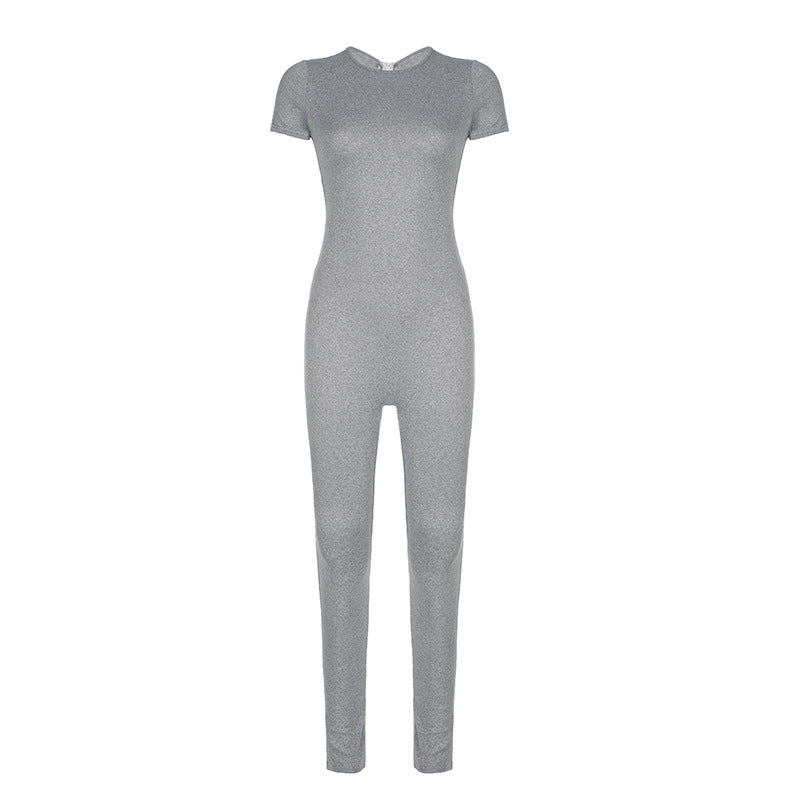 Dame figursyet jumpsuit med elegant lynlås og smalle ben Skovae