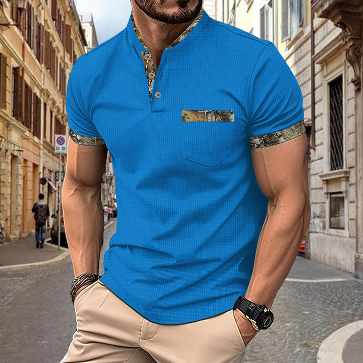 Herren modischer kortærmet skjorte med elegante kontrastdetaljer Stilla
