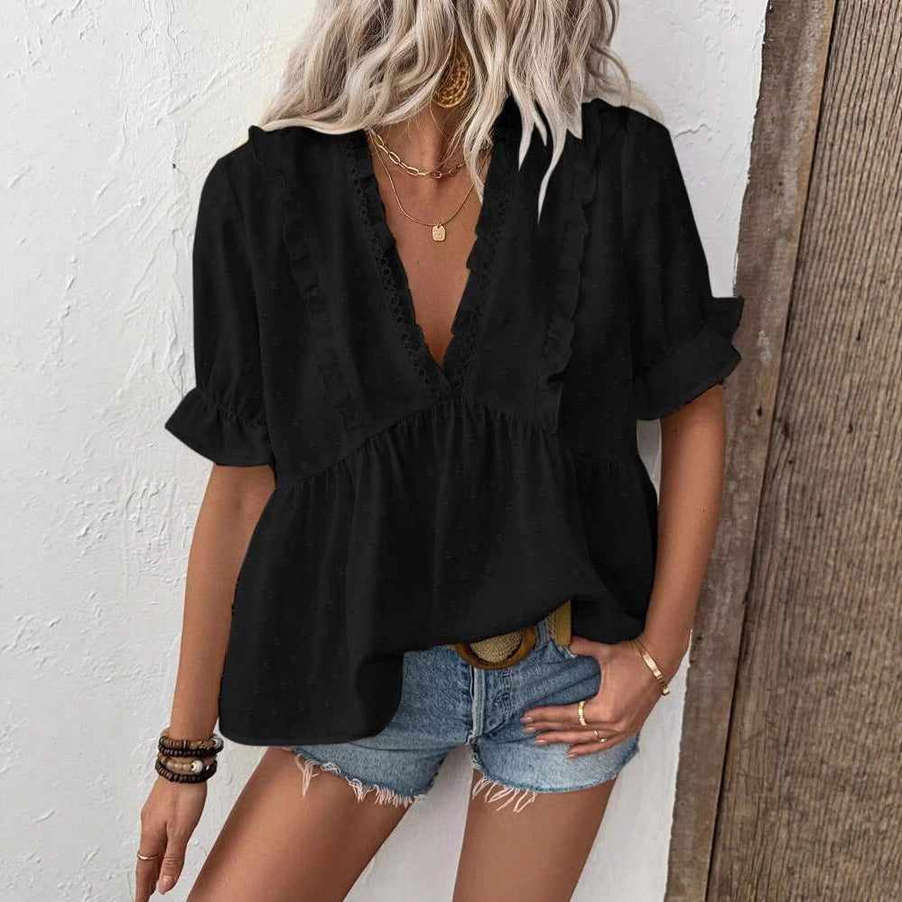 Dame Rynket Bomuldsbluse Stilla