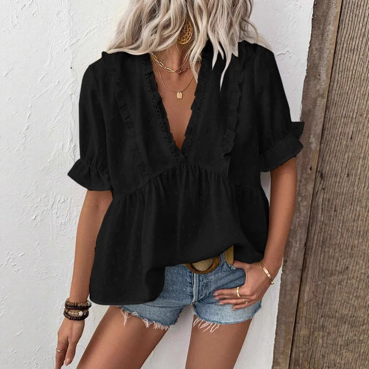 Dame Rynket Bomuldsbluse Stilla