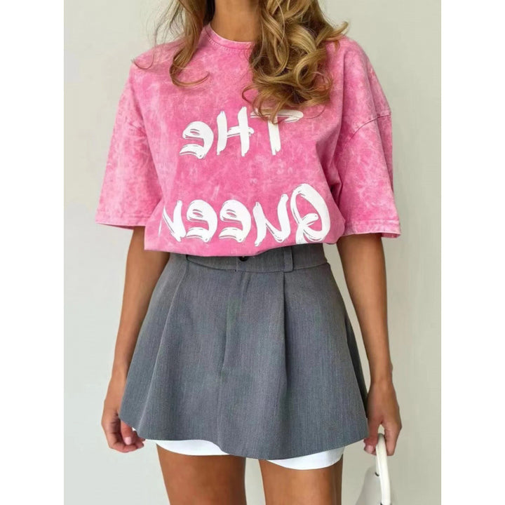 Dame oversized T-shirt med kreativt tryk og afslappet snit Stilla
