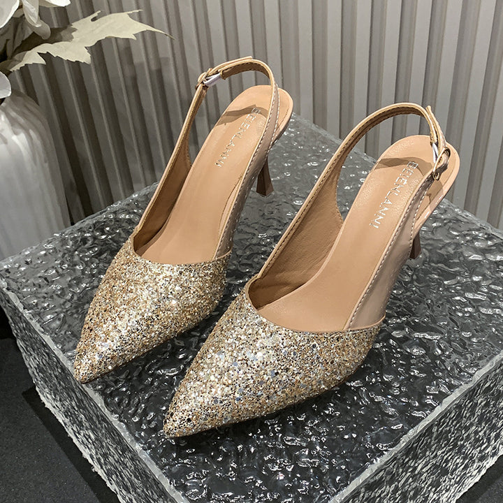 Dame elegante Slingback-pumps med funklende glimmerdesign Stilla