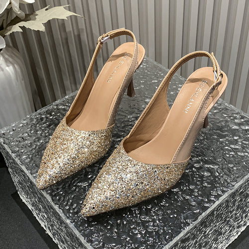 Dame elegante Slingback-pumps med funklende glimmerdesign Stilla