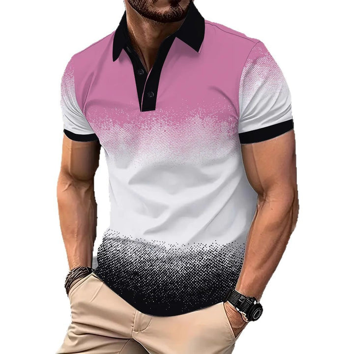 Herrer Poloshirt med moderne farvegradient og struktureret krave Stilla