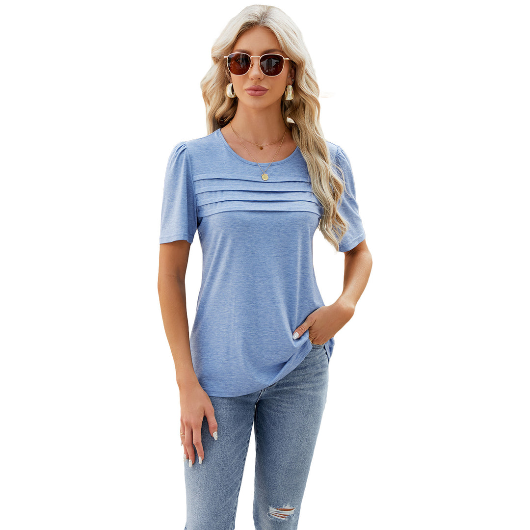 Dame Stilet T-Shirt med Rynker Stilla