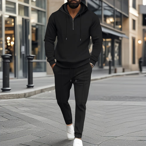 Herrer Sporty Hoodie sæt med funktionel lynlås og åndbart materiale Stilla