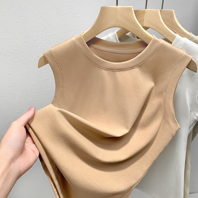 Dame ærmeløs top med elegant draperingsdesign Stilla