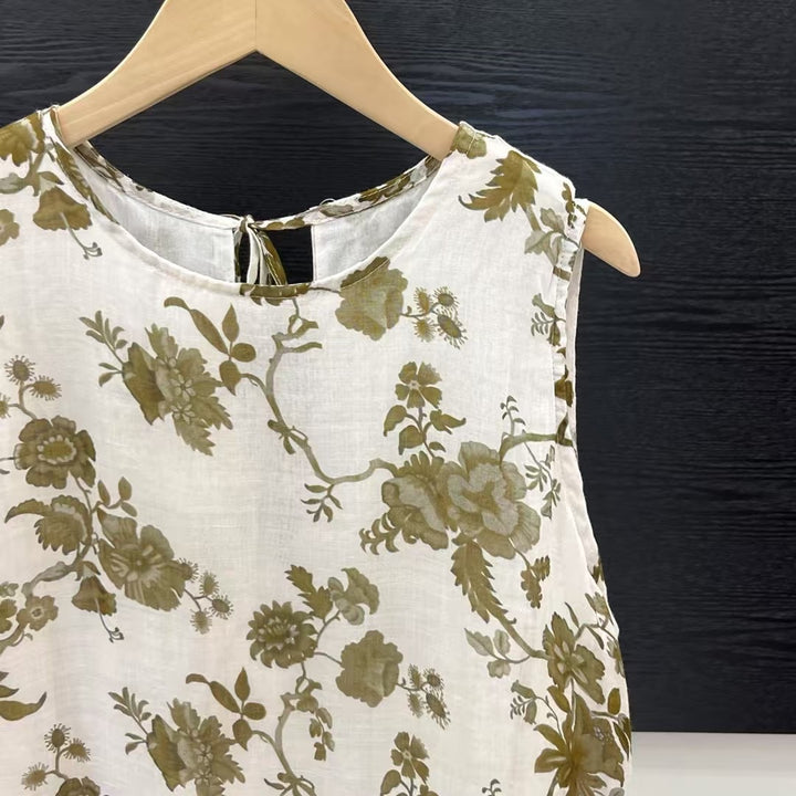 Femme Floral Midi Kjole med stufteret Nederdel Stilla