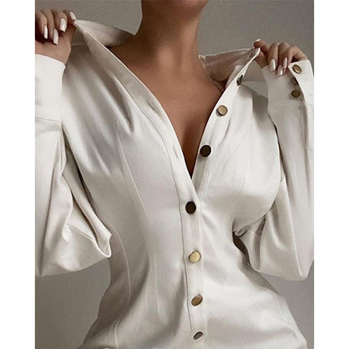 Femme Button-Up Grafiktryk Mini Kjole Stilla