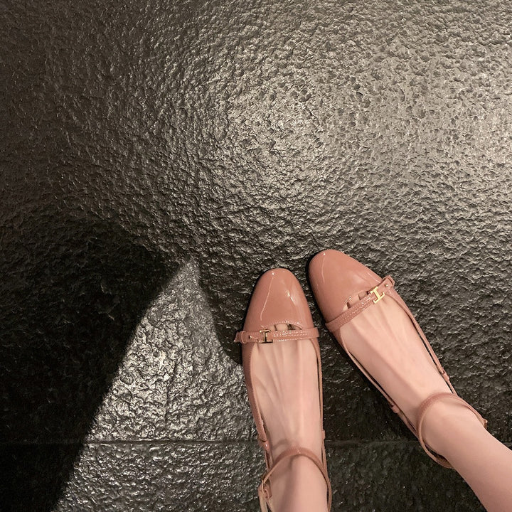 Dame Elegant Slingback Flade Sko med Dekorativ Ankelrem Stilla