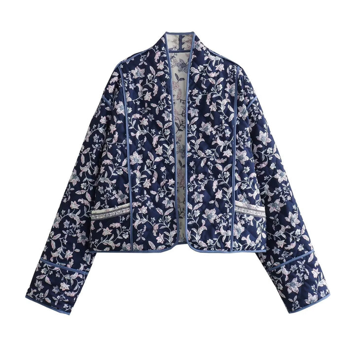 Dame kimono-stil jakke med blomsterdesign og kontrasterende detaljer Stilla