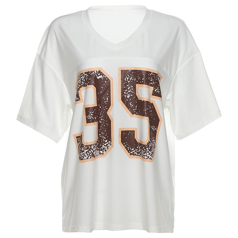 Dame Sportsligt OverStørrelse Shirt med sportslig nummerering og åndbart materiale Stilla