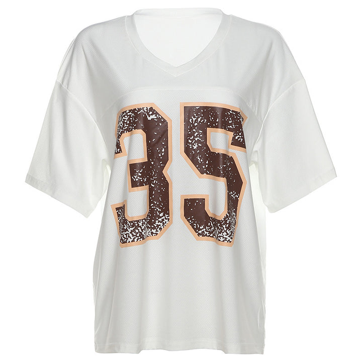 Dame Sportsligt OverStørrelse Shirt med sportslig nummerering og åndbart materiale Stilla