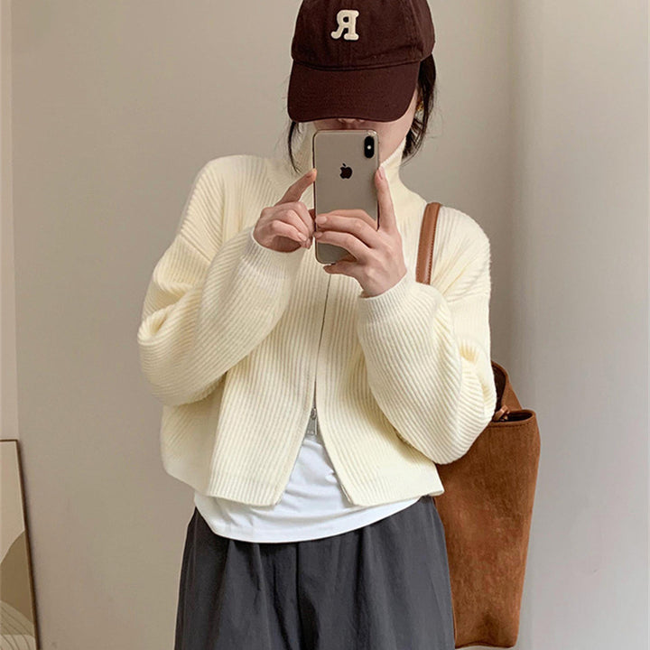 Femme Cozy Zip-Up Ribstrikket pullover Stilla
