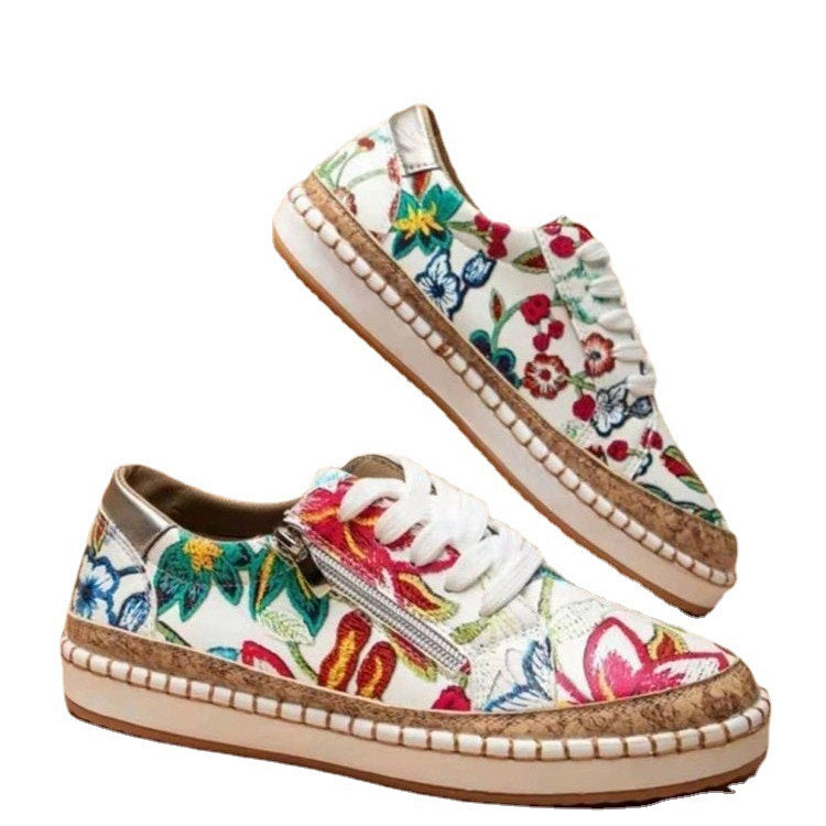 Dame Sneakers med elegant kork-detalje og praktisk lynlås Stilla