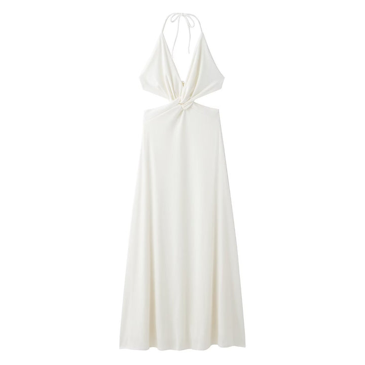 Dame Halterneck Maxi Kjole med Twist-Detail Stilla