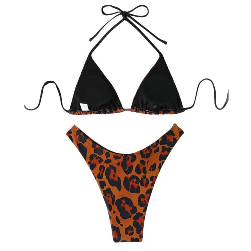 Dame Triangel-Bikini-Sæt med høj benudskæring og justerbare stropper Stilla