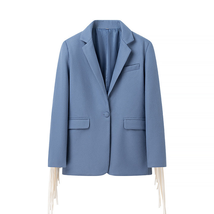 Dame elegant blazerjakke med frynset detaljer Stilla
