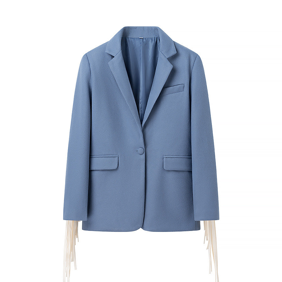 Damer elegant blazerjakke med frynse detaljer Stilla
