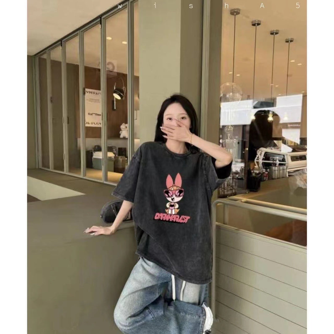 Dame T-shirt med tilpasset Powerpuff Girls grafiktryk Stilla
