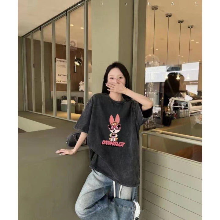 Dame T-shirt med tilpasset Powerpuff Girls grafiktryk Stilla