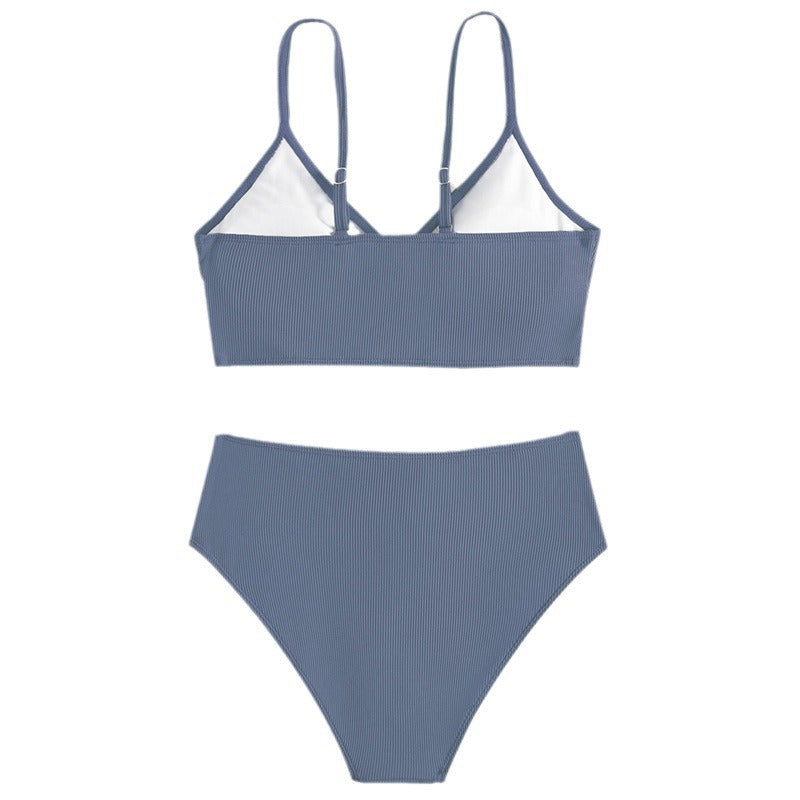 Dame bikini sæt med raffineret ribdesign og høj talje Stilla