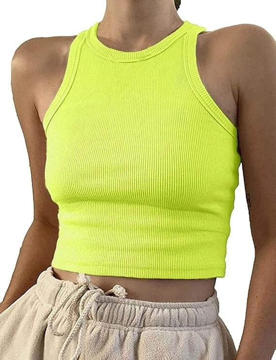 Damer sporty crop-top med elastisk ribdesign Skovae
