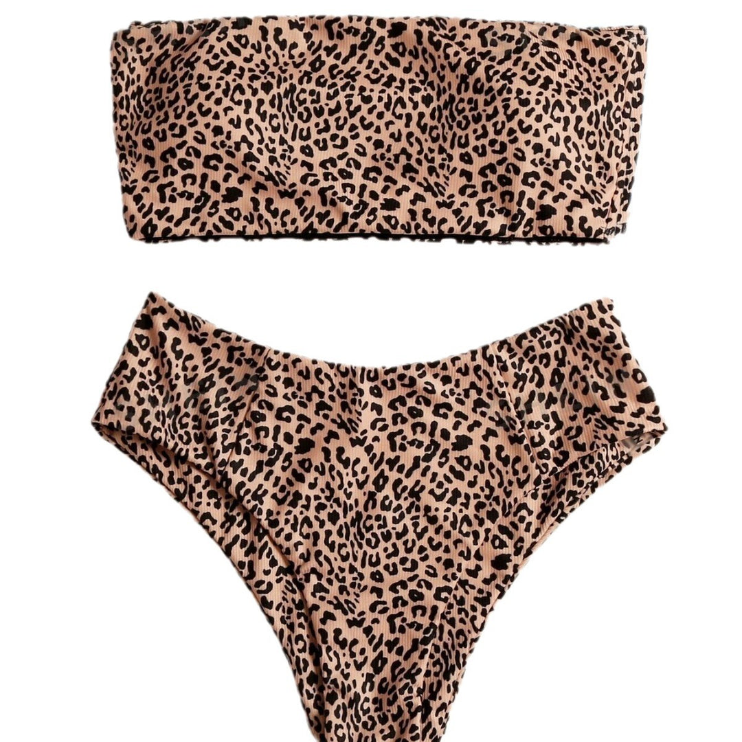 Dame Bandeau-bikini med høj benåbning Stilla