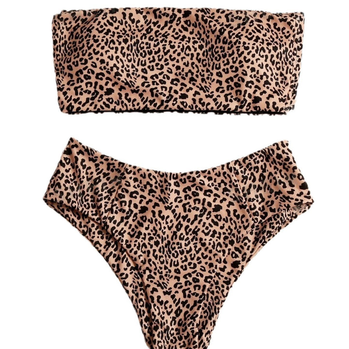 Dame Bandeau-bikini med høj benåbning Stilla