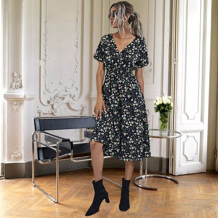 Dame blomstermønster midikjole Stilla