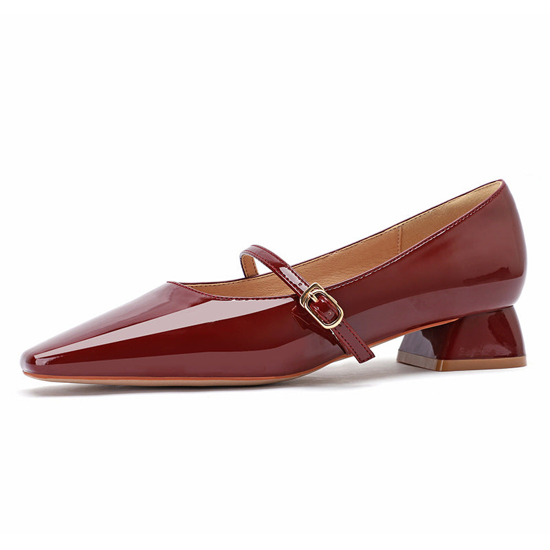 Damer Stylish Spids-Tå Mary Jane Flats med Blokhæl Stilla