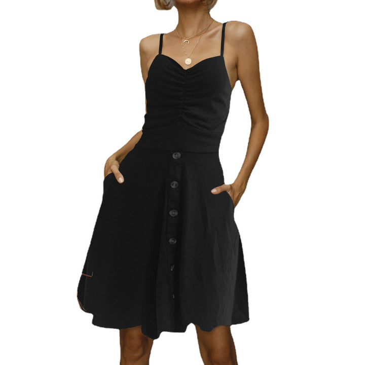 Dame Button-Up A-linje Sommerkjole Stilla