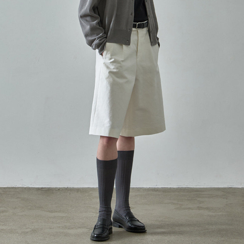 Dame brede bomulds-chino-shorts med elegant snit og praktiske lommer Stilla