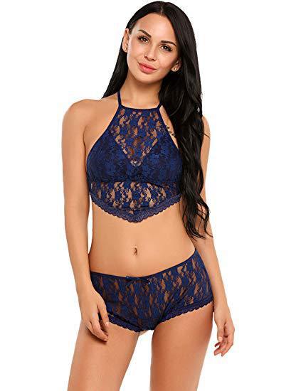 Damer Spids Halter Bralette og Cheeky Short Sæt Stilla