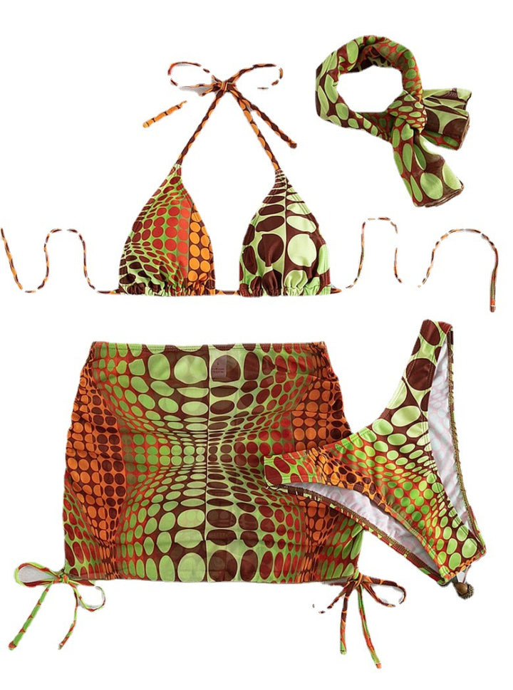 Dame bikini sæt med justerbart nederdel og harmonisk prikkedesign Stilla