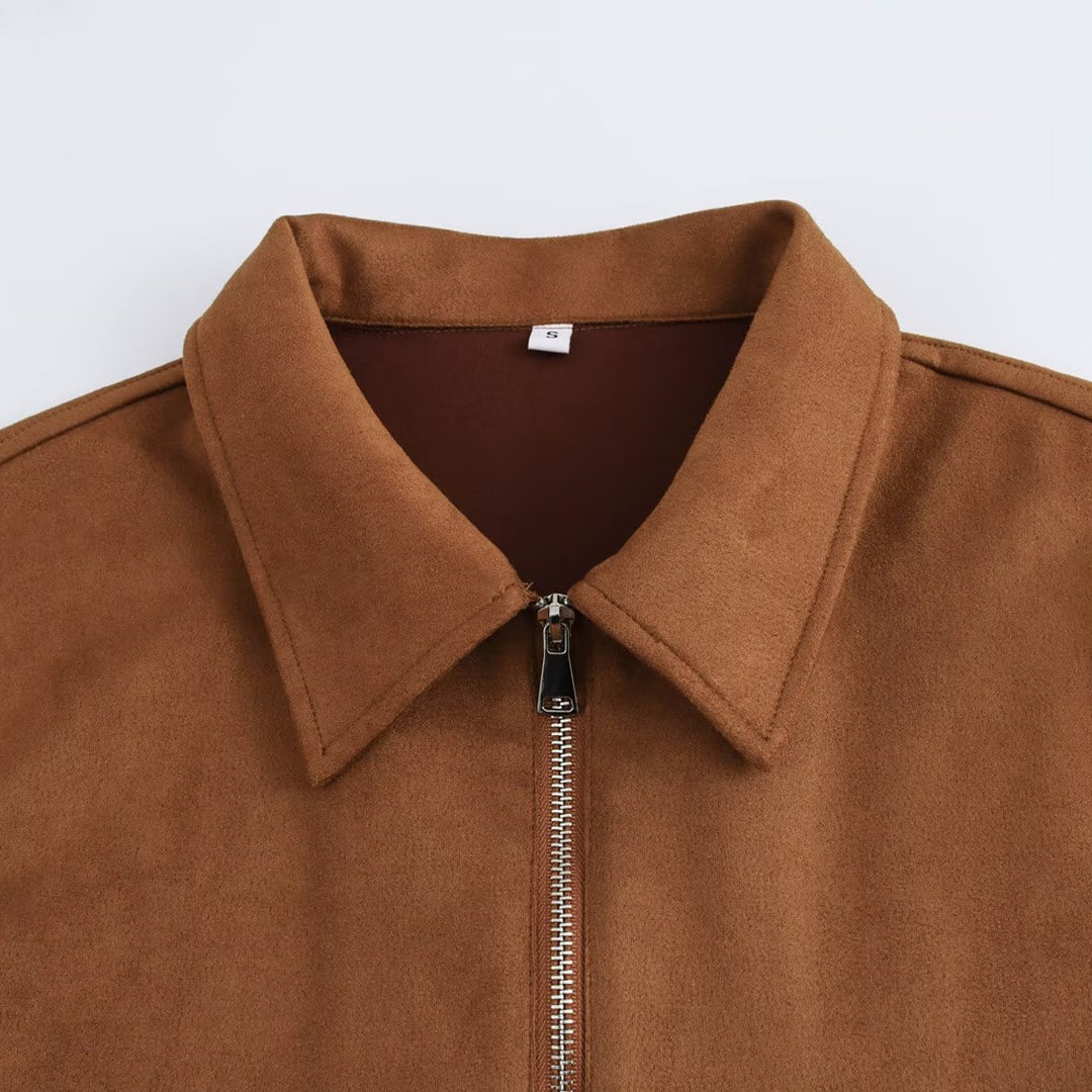 Femme Cropped Faux Suede Jakke Stilla