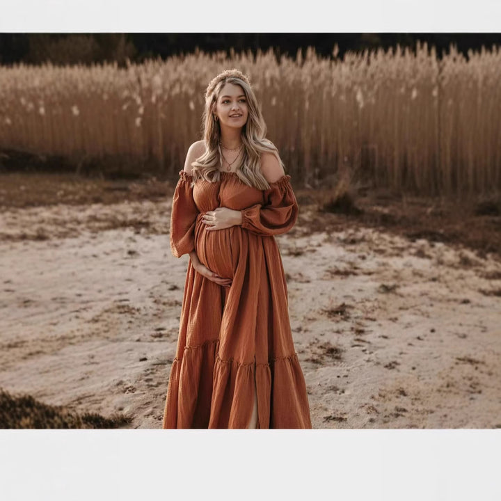 Dame Bohemian Off-Shoulder Maxi Kjole Stilla